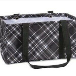 Thirty-One Large "Black pick me plaid" Utility Tote